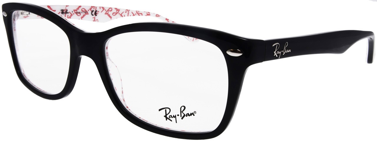 Online Eyeglasses with Customer Service Center in California Ray Ban RB5228  5014 Top Black on Texture White